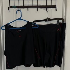 Jordan Black Tank and Shorts Set with Red Detail